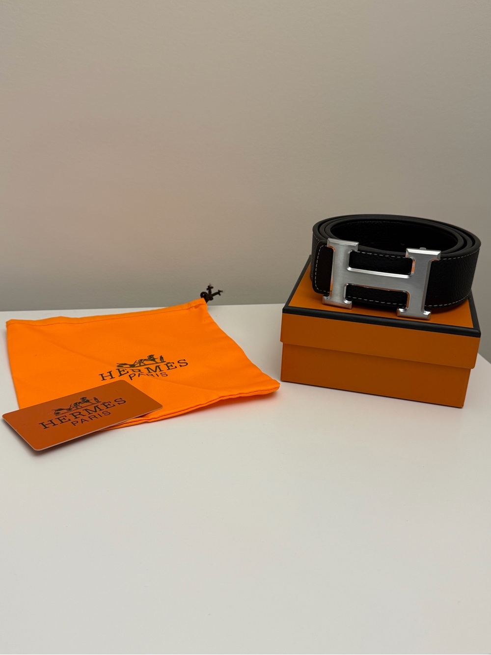 Hermès Reversible Black Leather H Belt